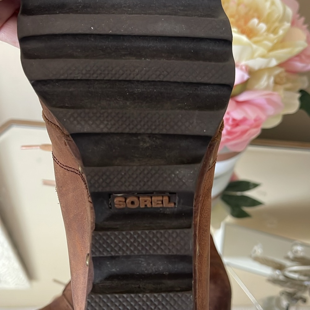 SOREL Joan Of Arctic Wedge Mid Tobacco Leather Waterproof Boots - Picture 9 of 12